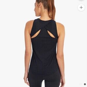 Balance Collection Black Criss Cross Surplice Racerback Yoga Tank Top Size Small